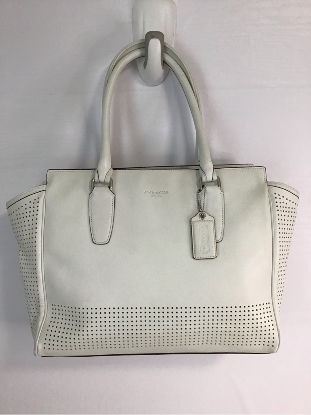 Coach Legacy Perforated Leather Candace Carryall White